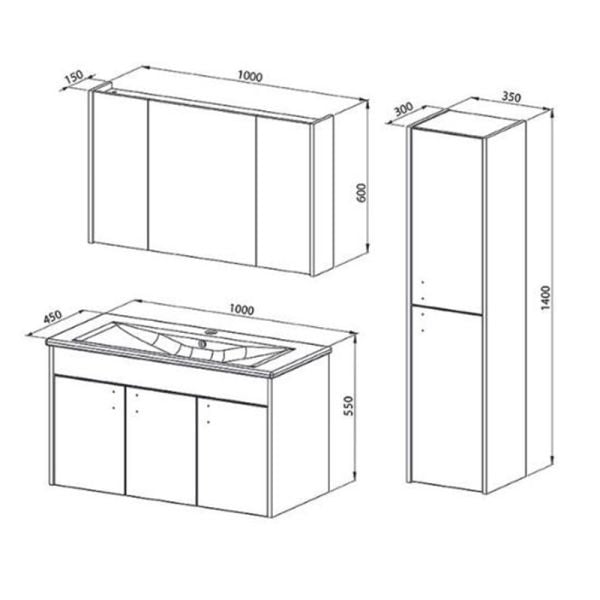 Martat Mira 100cm Banyo Dolap Takımı