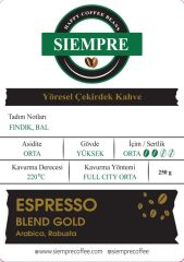 Siempre Coffee Espresso Blend Gold Çekirdek Kahve 250Gr
