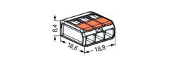 COMPACT Birleştirme Konnektörü; tüm iletken tipleri için; maks. 4 mm²; 3 iletkenli; kollarla; saydam gövde; Ortam sıcaklığı: maks. 85 °C (T85); 4,00 mm²; şeffaf