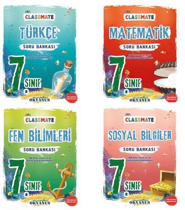 Okyanus Yayınları 7.Sınıf 4'lü Classmate Soru Bankası Seti T-M-F-S
