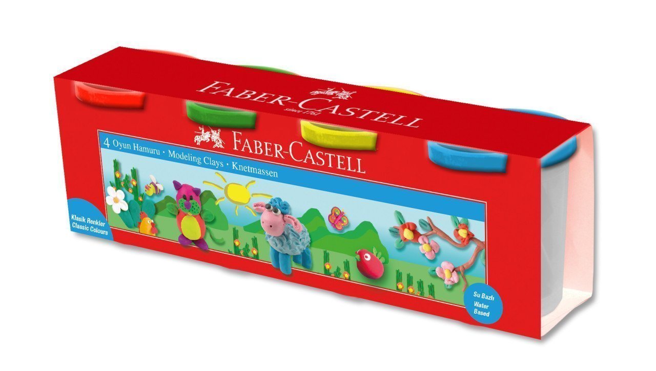 Faber Castell Su Bazlı 4 Renk Oyun Hamuru Klasik Renkler