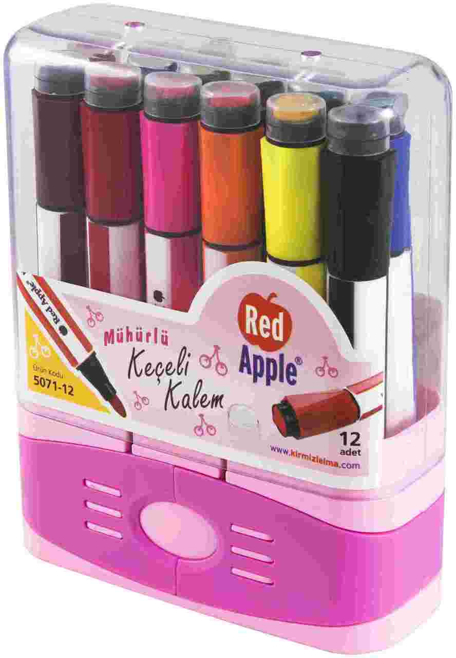 Red Apple Keçeli Kalem Jumbo Mühürlü 12 Renk