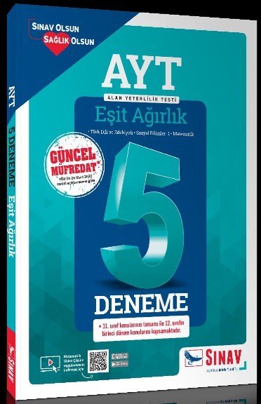 Sınav Yayınları AYT Eşit Ağırlık 5 Deneme Ösym Yeni Tarzına Uygun Nisan 2020