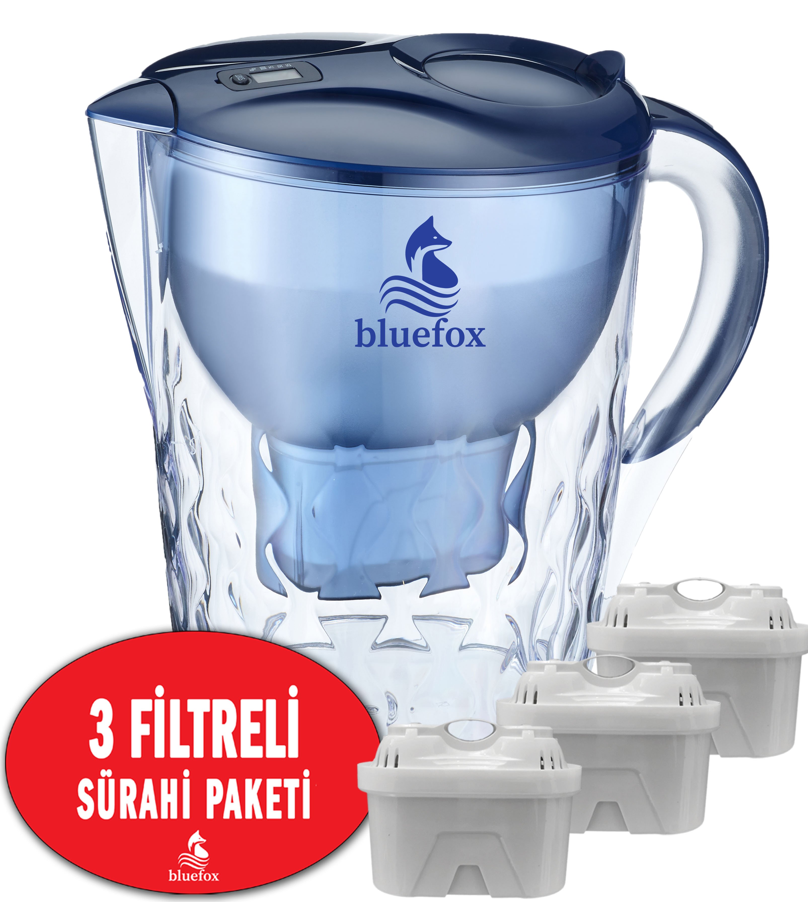 Bluefox II Mavi Su Arıtmalı Akıllı Sürahi 3,5Lt ve 3 adet kartuş