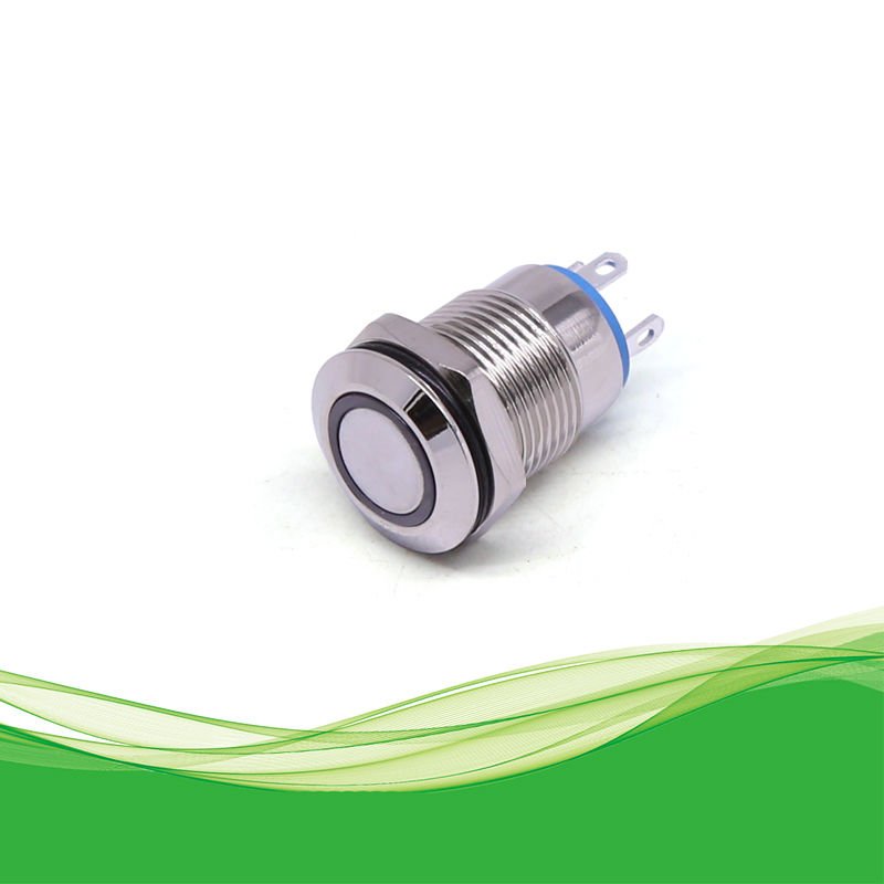 12mm 24V Yeşil Halka Modeli Metal Buton IP65 Su Geçirmez