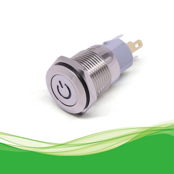 16mm Metal Anahtar Kırmızı 12V DC IP65