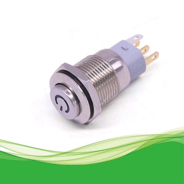 16mm Metal Anahtar Kırmızı 12V DC IP65