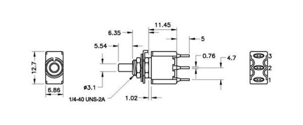 Toogle 3P  Pushbutton switch SPDT On On