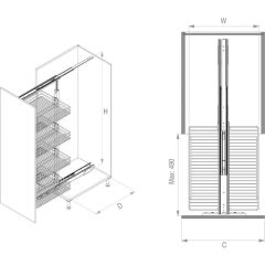 Starax 1140 170 - 185 - 45 cm Teleskopik Mutfak Kileri