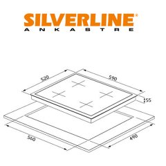 Silverline CS5335B01 Siyah 60 cm 4G Cam Emaye Ankastre Ocak