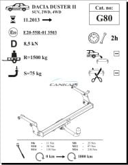 CD001 - DACİA DUSTER ÇEKİ DEMİRİ-(G80 - 2013-2018)