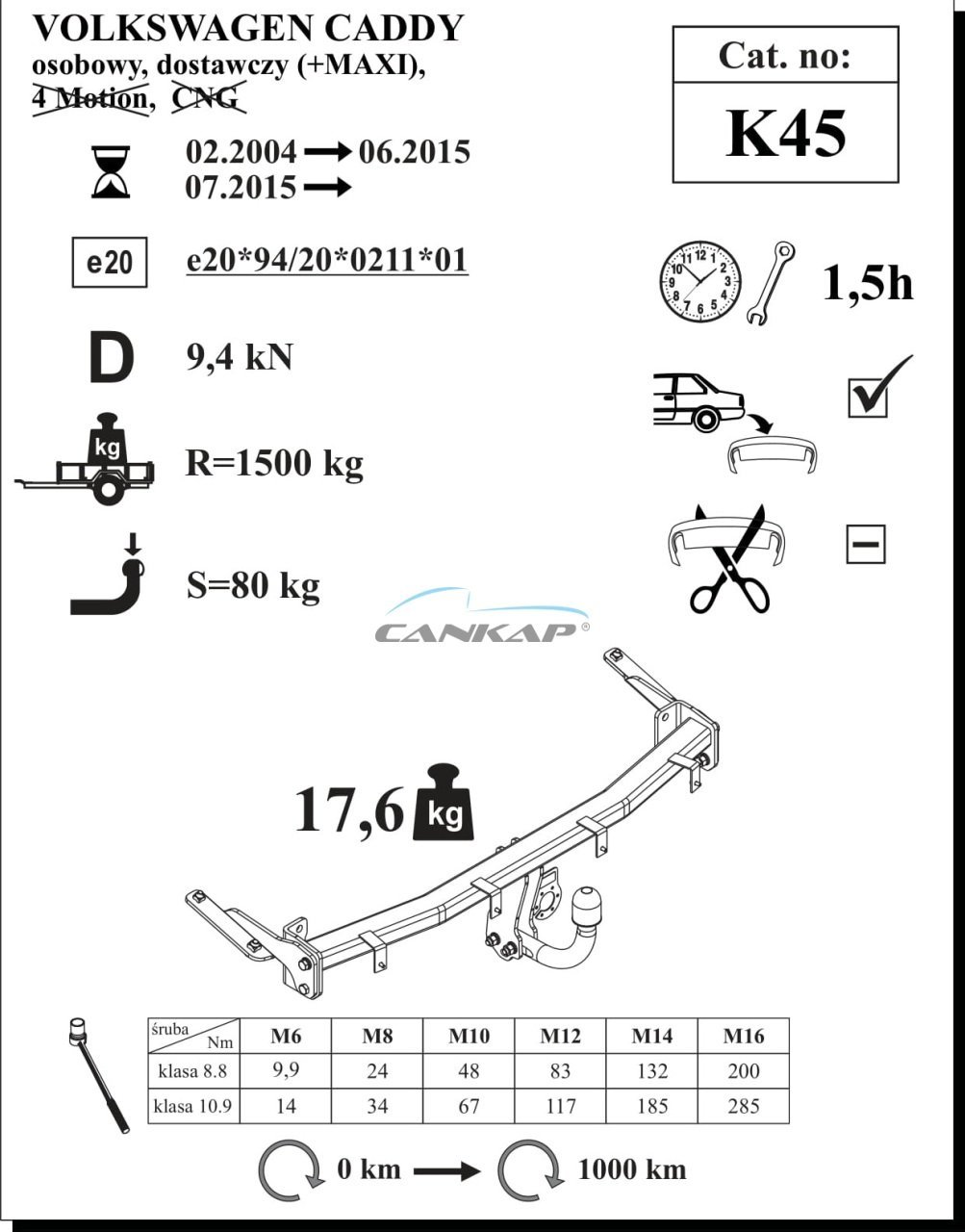 VOLKSWAGEN CADDY ÇEKİ DEMİRİ K45