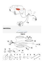 Çeki demiri elektrik tesisatı, 7 pinli, Universal elektronik kit