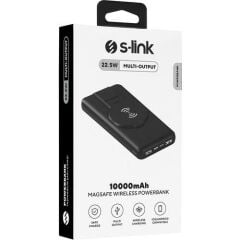 S-LİNK P110 15W MAGSAFE 10.000 MAH KABLOSUZ ŞARJ CİHAZI POWERBANK SİYAH