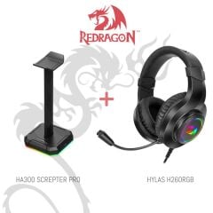 Redragon Hylas H260RGB Oyuncu Kulaklık + HA300 Screpter Pro Stant
