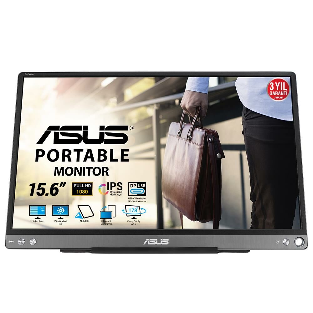 ASUS ZENSCREEN MB16ACE 15,6 TASINABILIR USB MONITOR IPS 1920x1080 5MS USB-C Taşınabilir Monitör