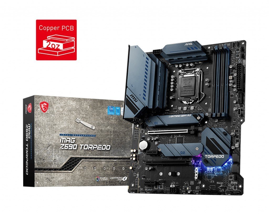 MSI MAG Z590 TORPEDO SOKET 1200 DDR4 5333 (OC) PCI-E Gen 4 ,M.2 USB3.2 1x 2.5G LAN + 1x 1GB LAN ATX ANAKART