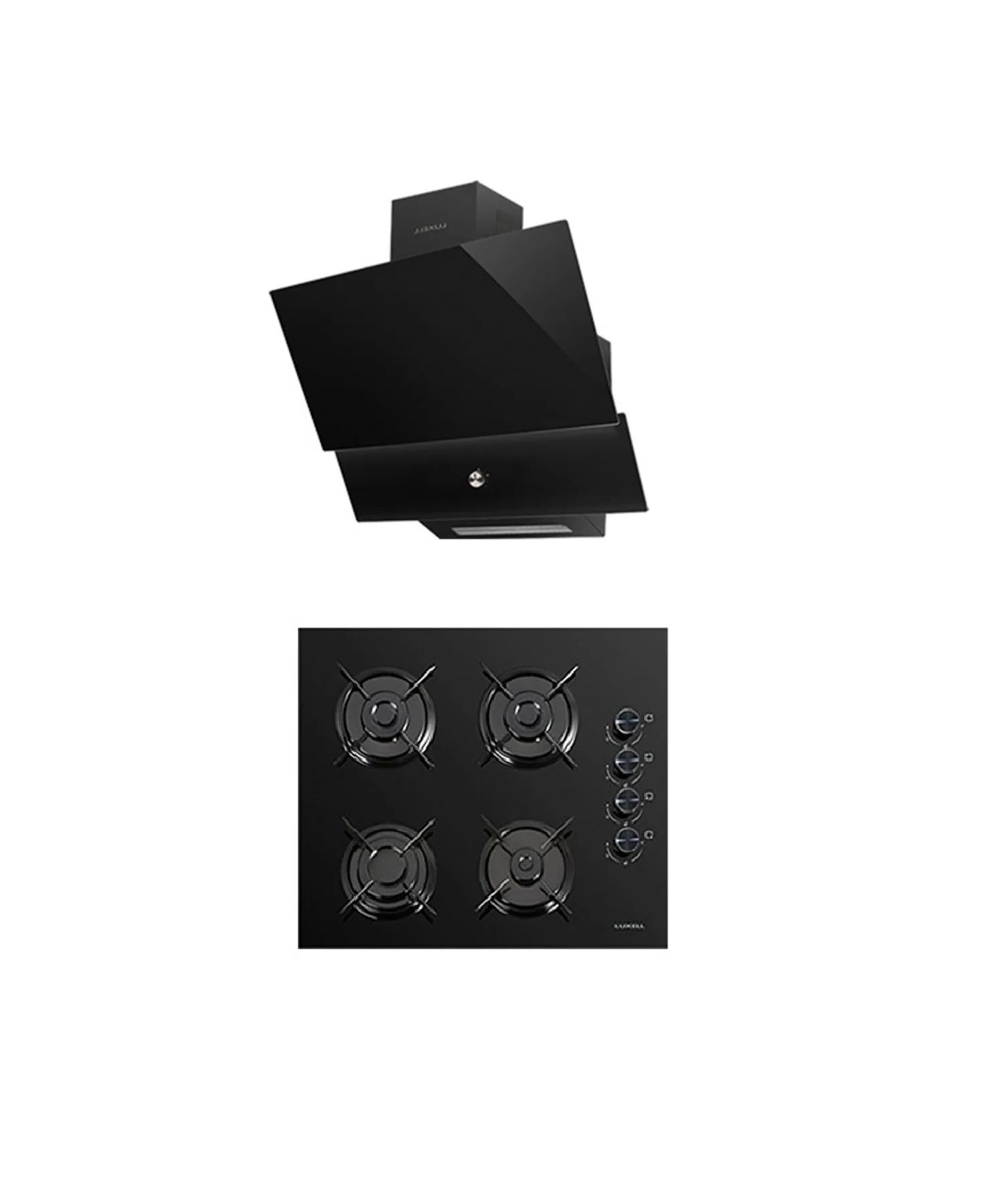 Luxell 88 Litre Süper Kristal Siyah Ankastre 2'li Set OC88 Ankastre Cam Ocak/ DA88 Davlumbaz Rotary Düğmeli