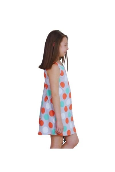 Turuncu Kız Çocuk Puantiyeli Gecelik Elbise