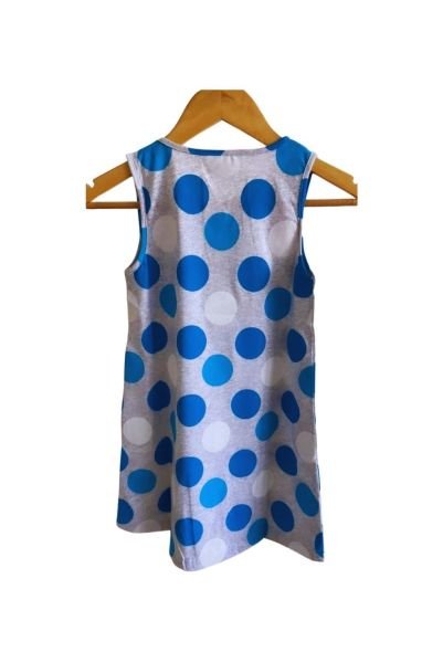 Mavi Kız Çocuk Puantiyeli Gecelik Elbise
