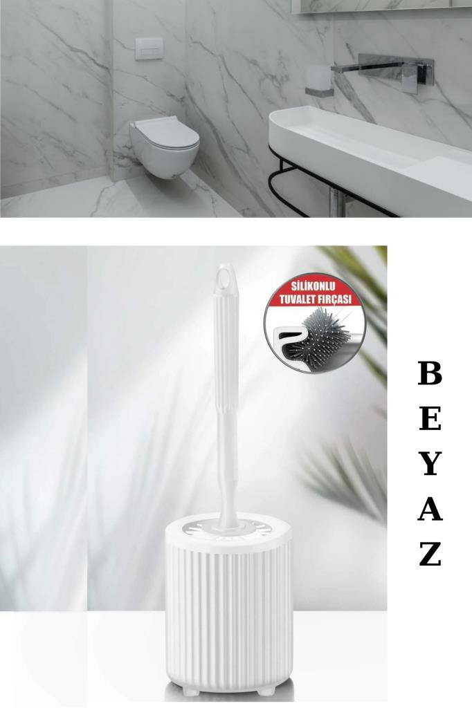 Flora Yuvarlak Silikon Tuvalet Fırçalık, Klozet Banyo Pratik Silikon WC Temizlik Fırçası