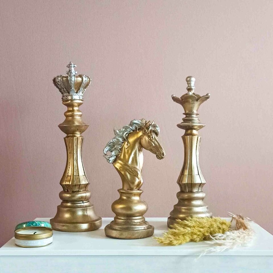 Vezir Şah At Satranç Taşları Gold