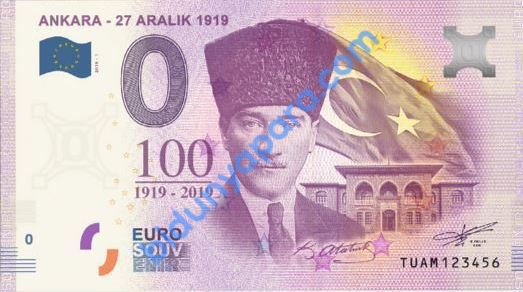 0 Euro Hatıra Parası - Ankara - 2019