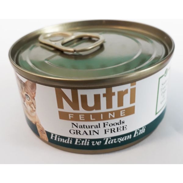 Nutri Feline Tahılsız Hindi ve Tavşan Etli Leziz Kedi Konservesi Yaş Mama - 85 gr