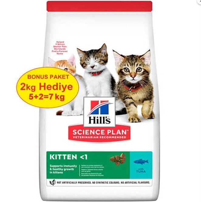Hills Science Plan Kitten Tuna Balıklı Yavru Kedi Maması 5 kg+ 2 kg(Bonuslu)(stt.09/2024)