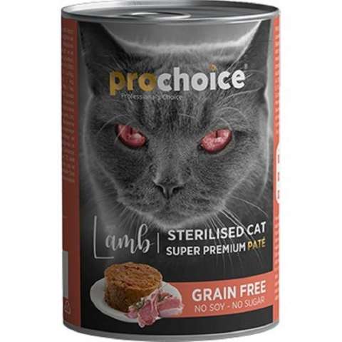 Prochoice Sterilised Tahılsız Kuzu Etli Kısırlaştırılmış Kedi Konservesi 400 gr.(stt.01.2025)