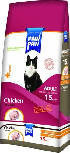 Paw Paw (PawPaw) Tavuklu Yetişkin Kedi Maması-15kg-Yeni Formül(stt.03/2025)