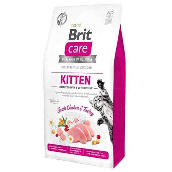 Brit Care Hypo-Allergenic Sağlıklı Büyüme için Tavuklu ve Hindili Tahılsız Yavru Kedi Maması 2kg(stt.12/2024)