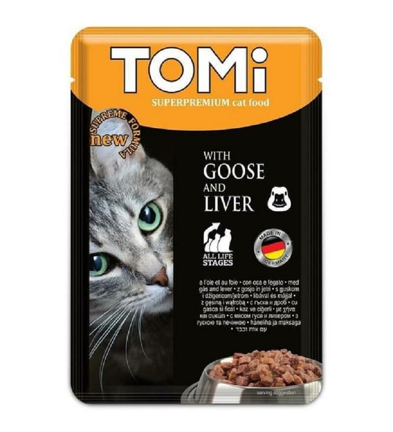 Tomi Pouch Kazlı ve Ciğerli Yetişkin Kedi Konservesi 100 gr. (stt:06/2024)