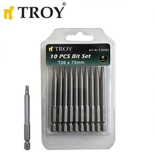 TROY 22242 Torx Bits Uç Seti (T20x75mm, 10 Adet)