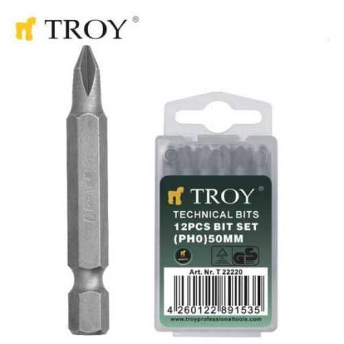 TROY 22223 Bits Uç Seti (PH3x50mm, 12Adet)