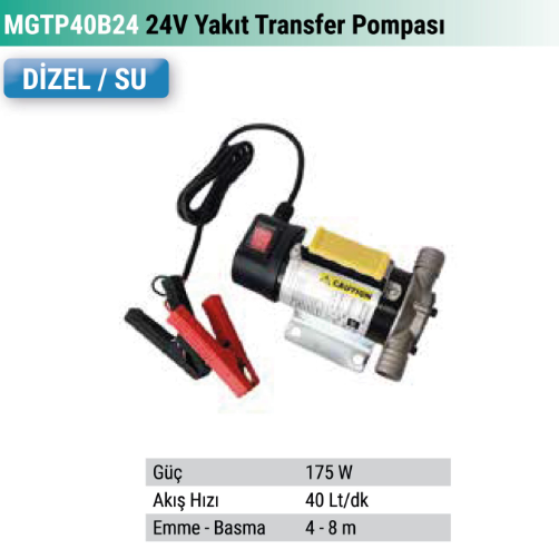 OMEGA TOOLS  PASLANMAZ GÖVDE YAKIT TRANSFER POMP.  24 V. 175W.