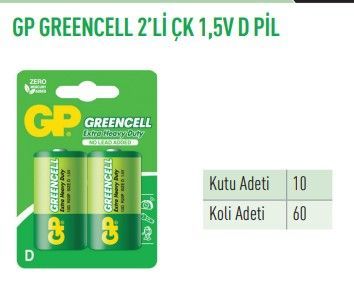 GP13G-BU2  GREENCELL 2'Lİ ÇK 1,5V KALIN PİL