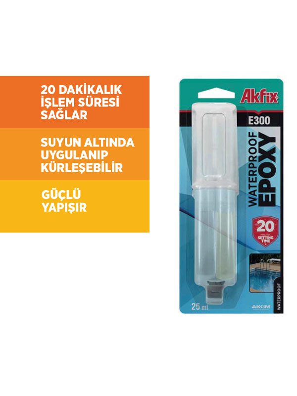 Akfix E300 Suya Dayanıklı Epoksi Yapıştırıcı Şırınga 25ml