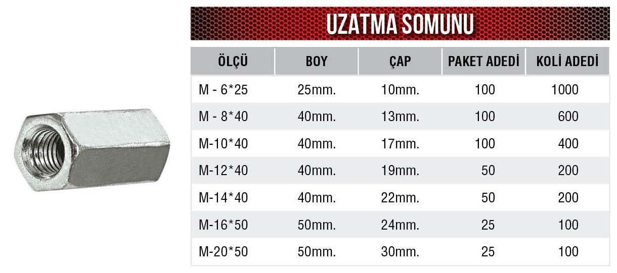 Frt Uzatma Somunu M-14*40