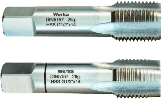 Werka DIN5157 - Gaz Diş 2 Parçalı Takım - HSS Düz El Kılavuzu