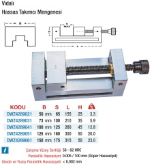 D&W Vidalı - Hassas - Takımcı Mengeneleri