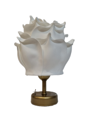 Yapay Eva Çiçeği Kablosuz Masa Lambası      üst beyaz - alt eskitme gold