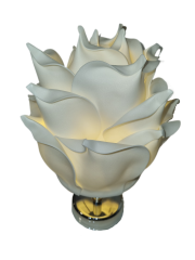 Yapay Eva Çiçeği Kablosuz Masa Lambası      üst beyaz - alt gümüş