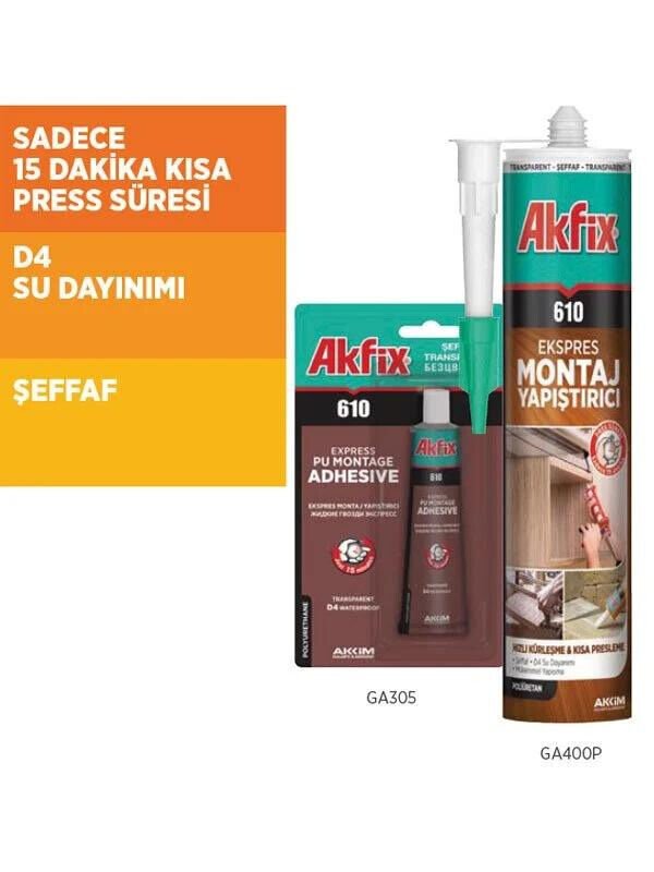 Akfix 610 Pu Ekspres Sıvı Çivi Montaj Yapıştırıcısı 310 Ml | 10 Adet