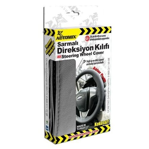 Automix Sarmalı Direksiyon Kılıfı Düz Gri