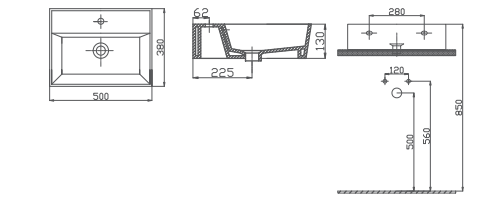 Alvit Architect Tezgah Üstü Lavabo 38x50cm P.Siyah