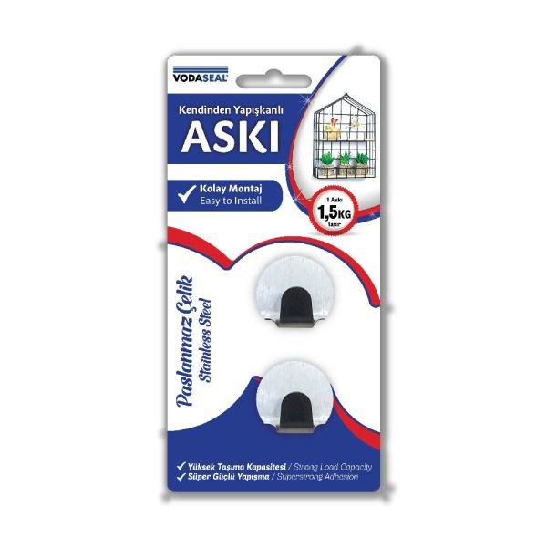 Vodaseal Kendinden Yapışkanlı 2 li Askı Oval Krom