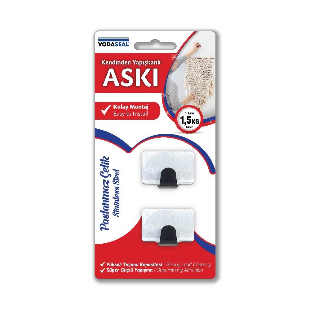 Vodaseal Kendinden Yapışkanlı 2 li Askı Kare Krom