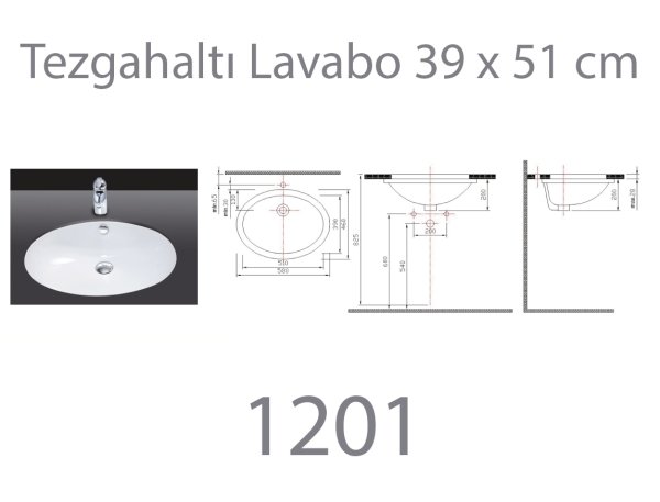 Alvit Tezgah Altı Lavabo 39x51cm Beyaz