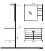 Alvit Class Banyo Dolabı Takım 80cm Keçe-Füme